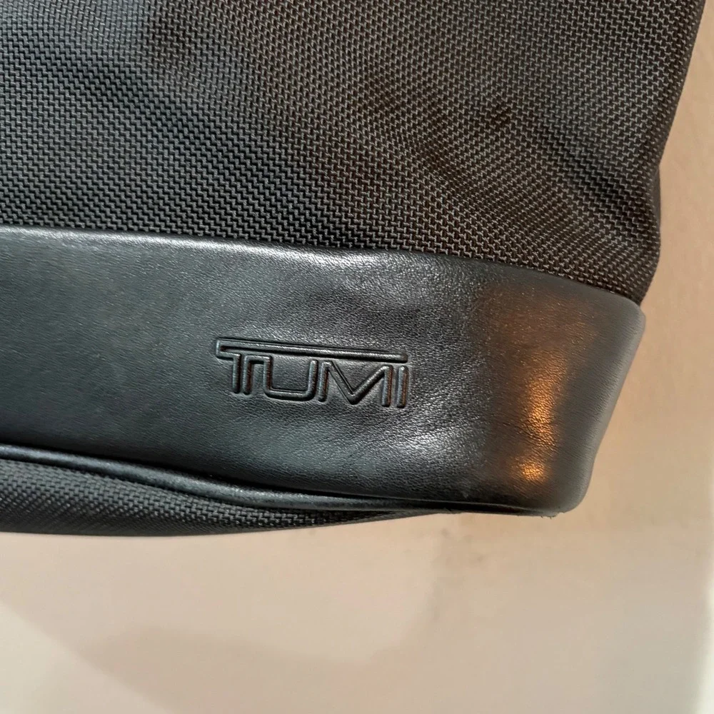 Tumi Ballistic Nylon Bag Black Leather Trim Business Shoulder Tote Utility